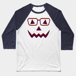 Halloween pumpkin smiley face with glassess Baseball T-Shirt